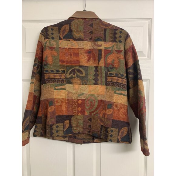 Coldwater Creek M Patchwork Cropped Tapestry Style Jacket Cotton - Picture 3 of 8